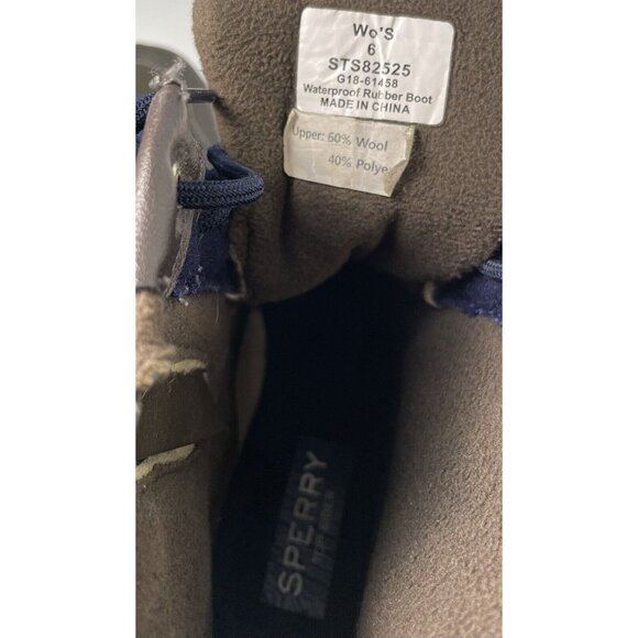 Sperry Duck Boots Blue Brown Rubber Bootie Waterproof Lace Up Zipper Womens 6 - Picture 9 of 9